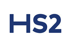 Blue HS2 logo on a white background