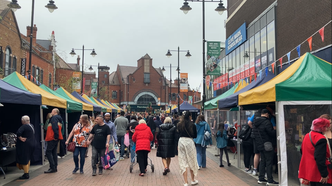 Makers Market stalls along Park Street at the inaugural Walsall MakerFest