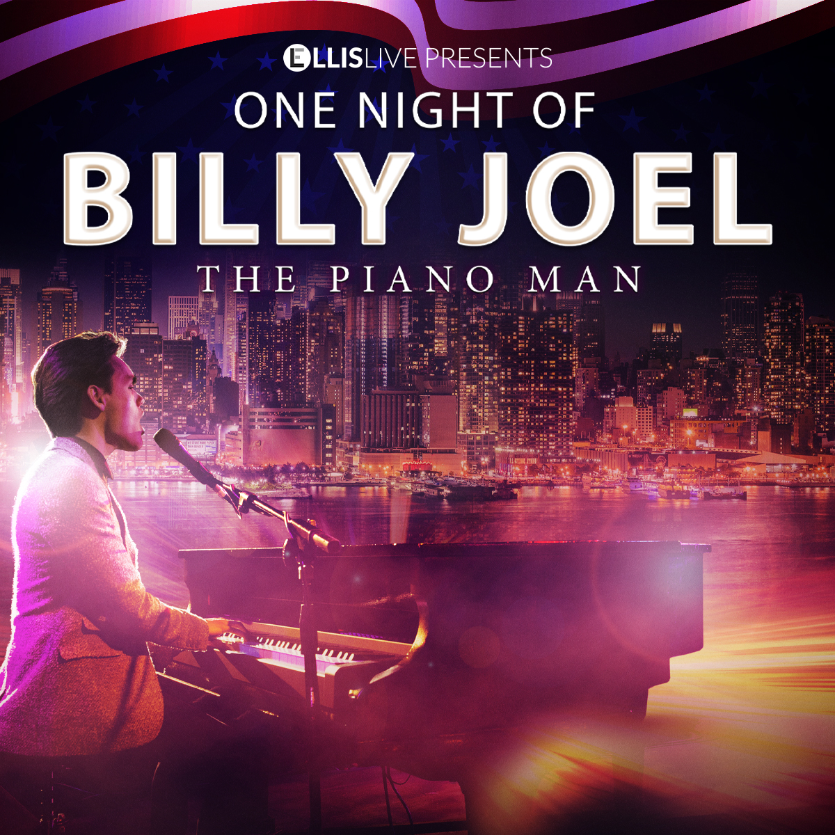 Billy Joel tribute - image of man singing, sitting at a piano