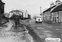 Vehicles and houses at Heath End, Pelsall, 1957