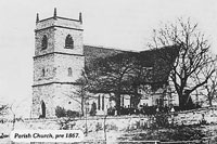 Rushall Parish Church, pre-1867, with the old square tower