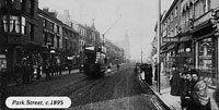 Black and white photo of Park street, Walsall, circa1895