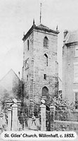 Black and white picture of St Giles church, Willenhall, circa1853