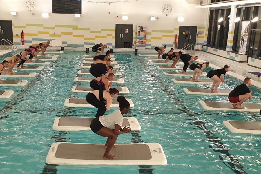 exercise class in pool