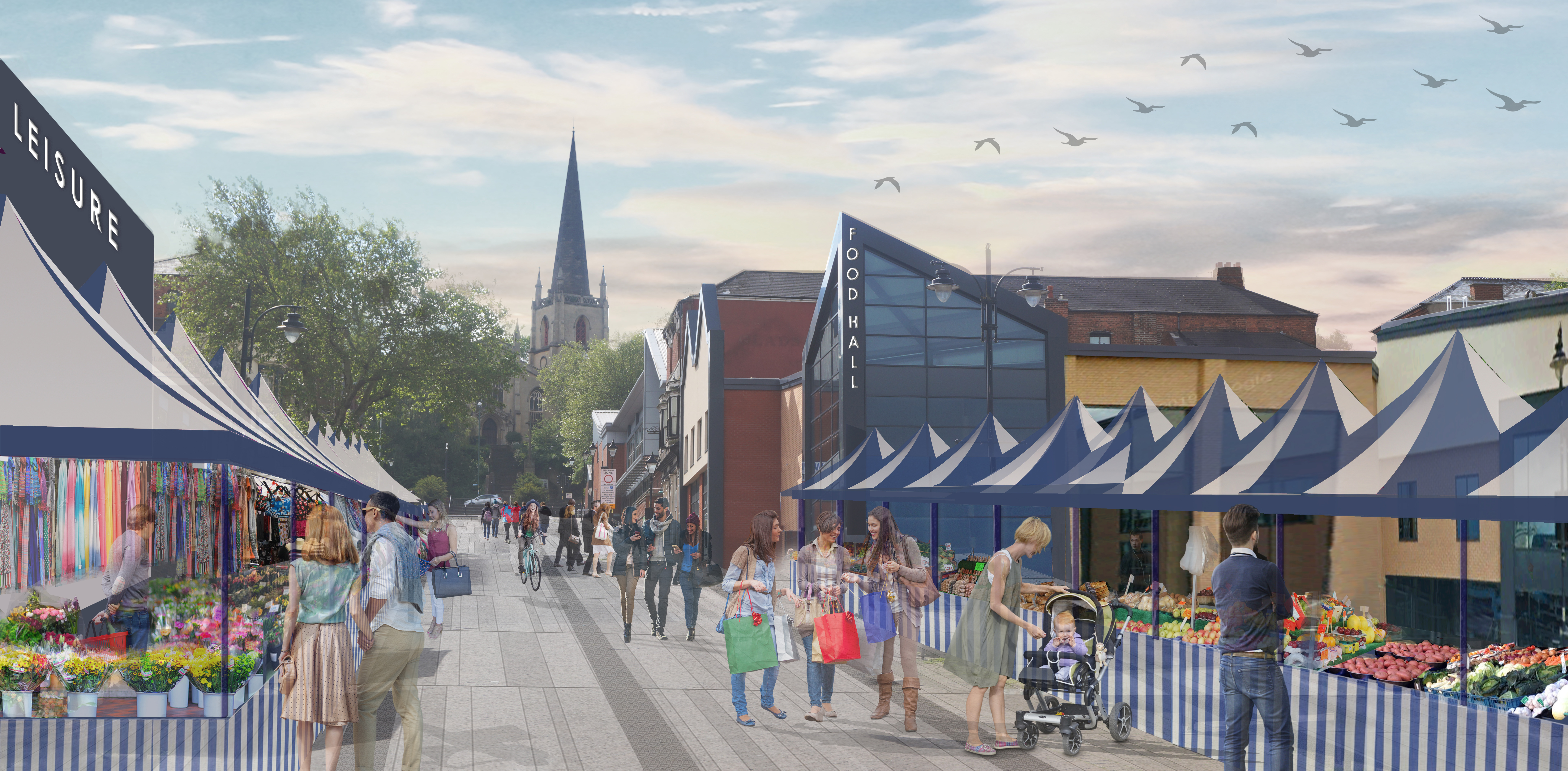 Image of proposed market at Walsall town centre 