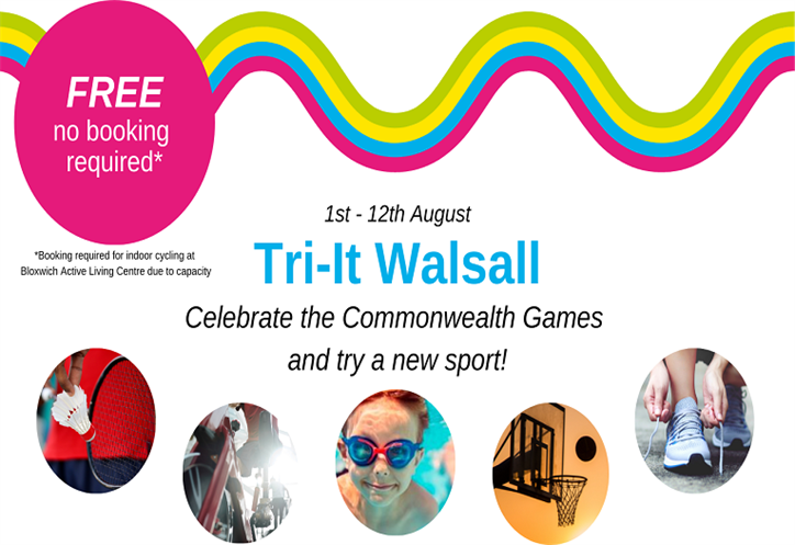A poster saying Free No booking required for Tri-it walsall