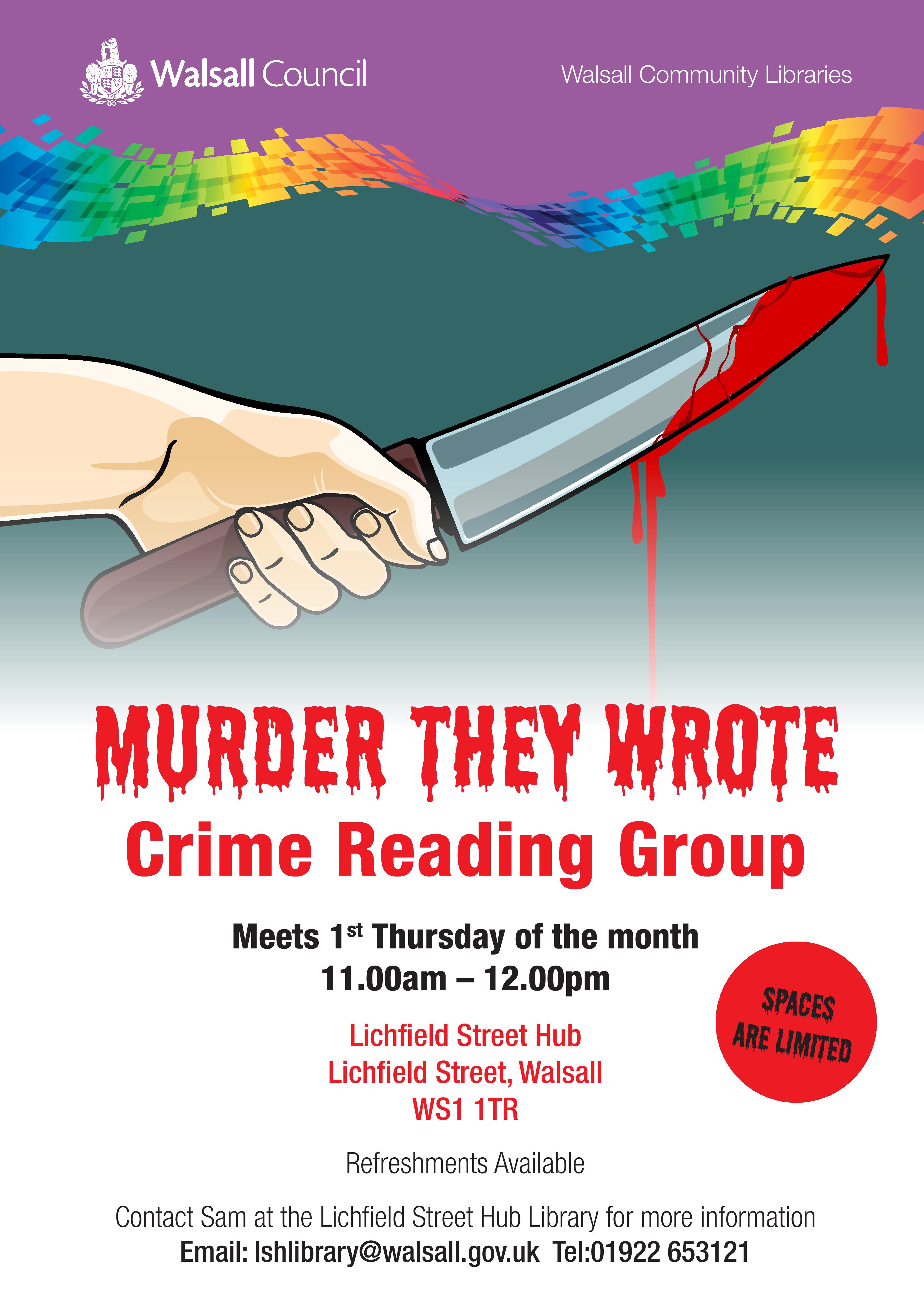 Flyer for the murder they wrote crime reading group