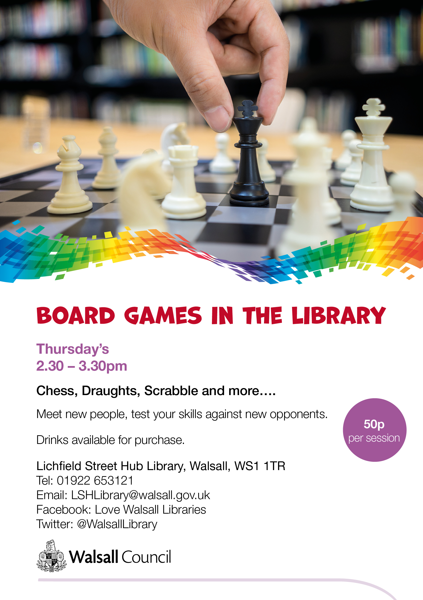 Flyer for board games in the library
