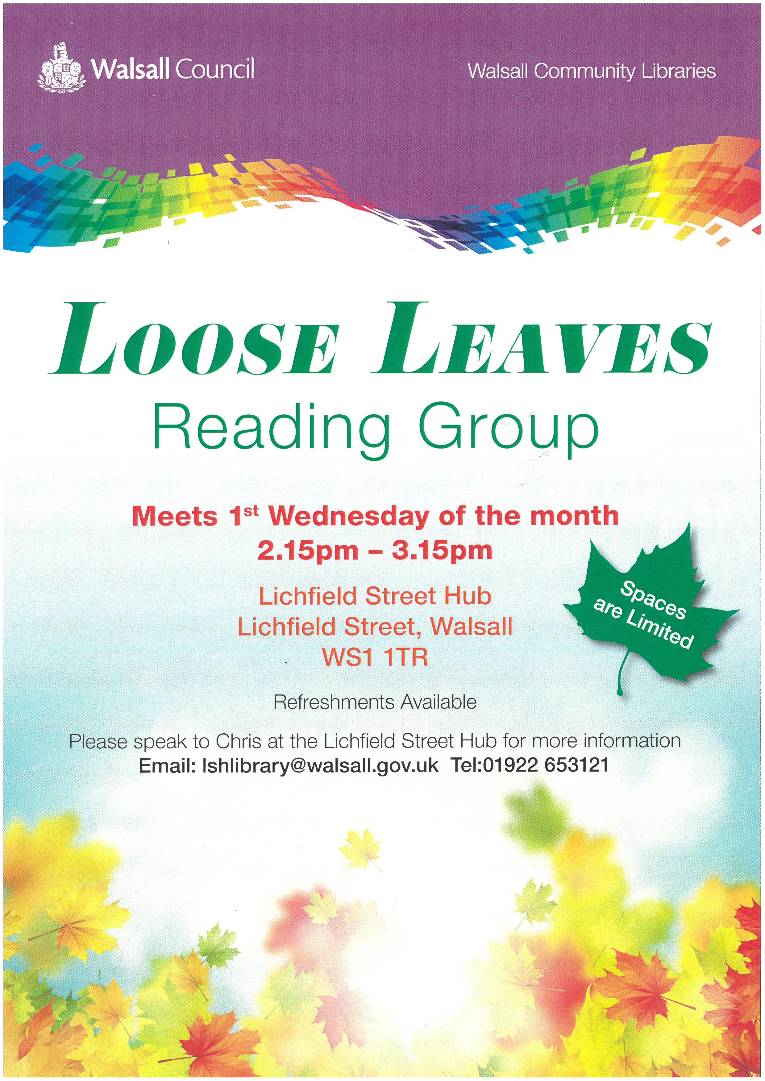 Flyer for the loose leaves reading group