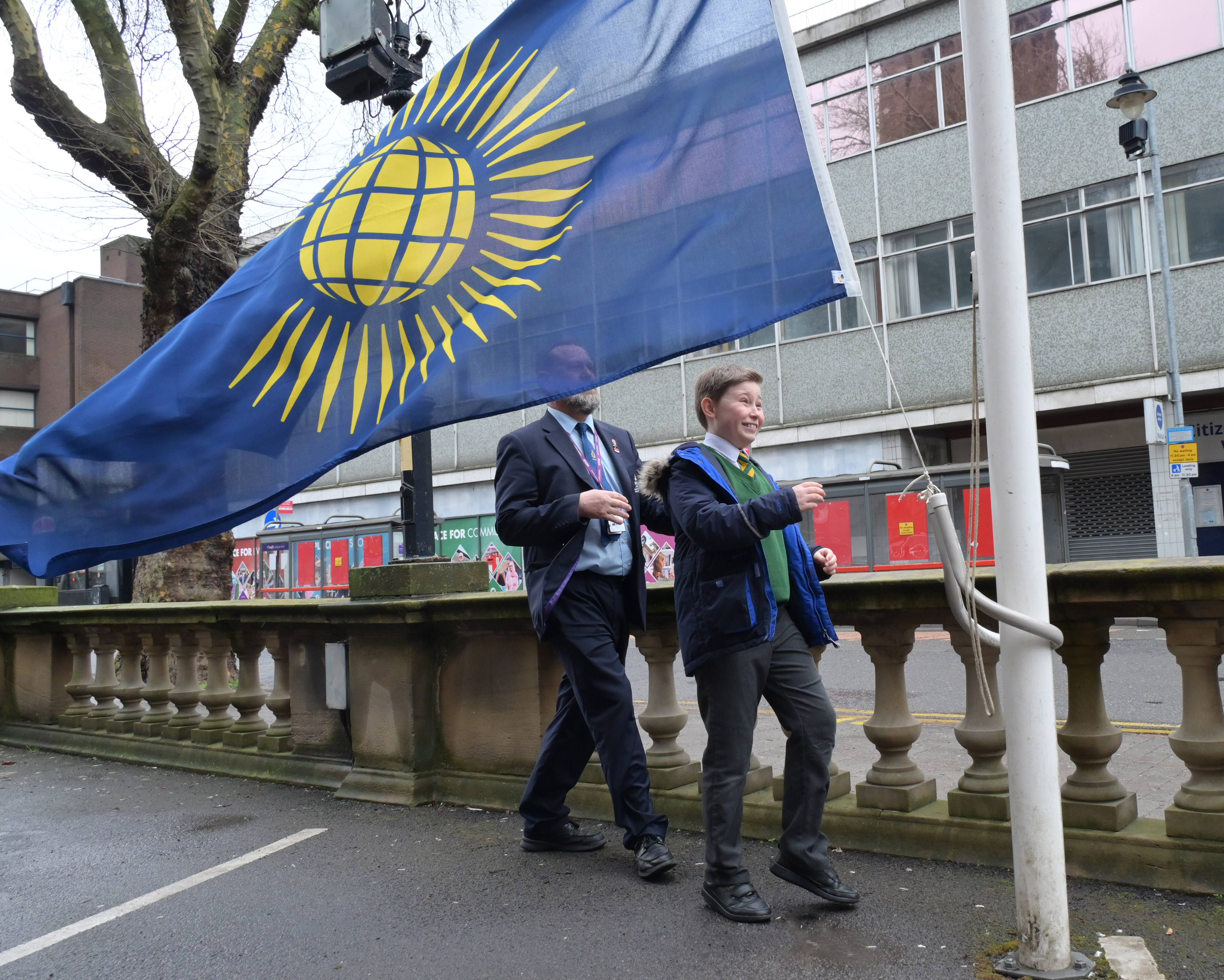 Commonwealth flag at the front of the Council House