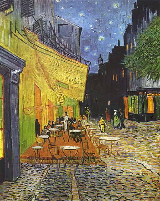 Cafe Terrace at Night by Vincent van Gogh, Public domain, via Wikimedia Commons