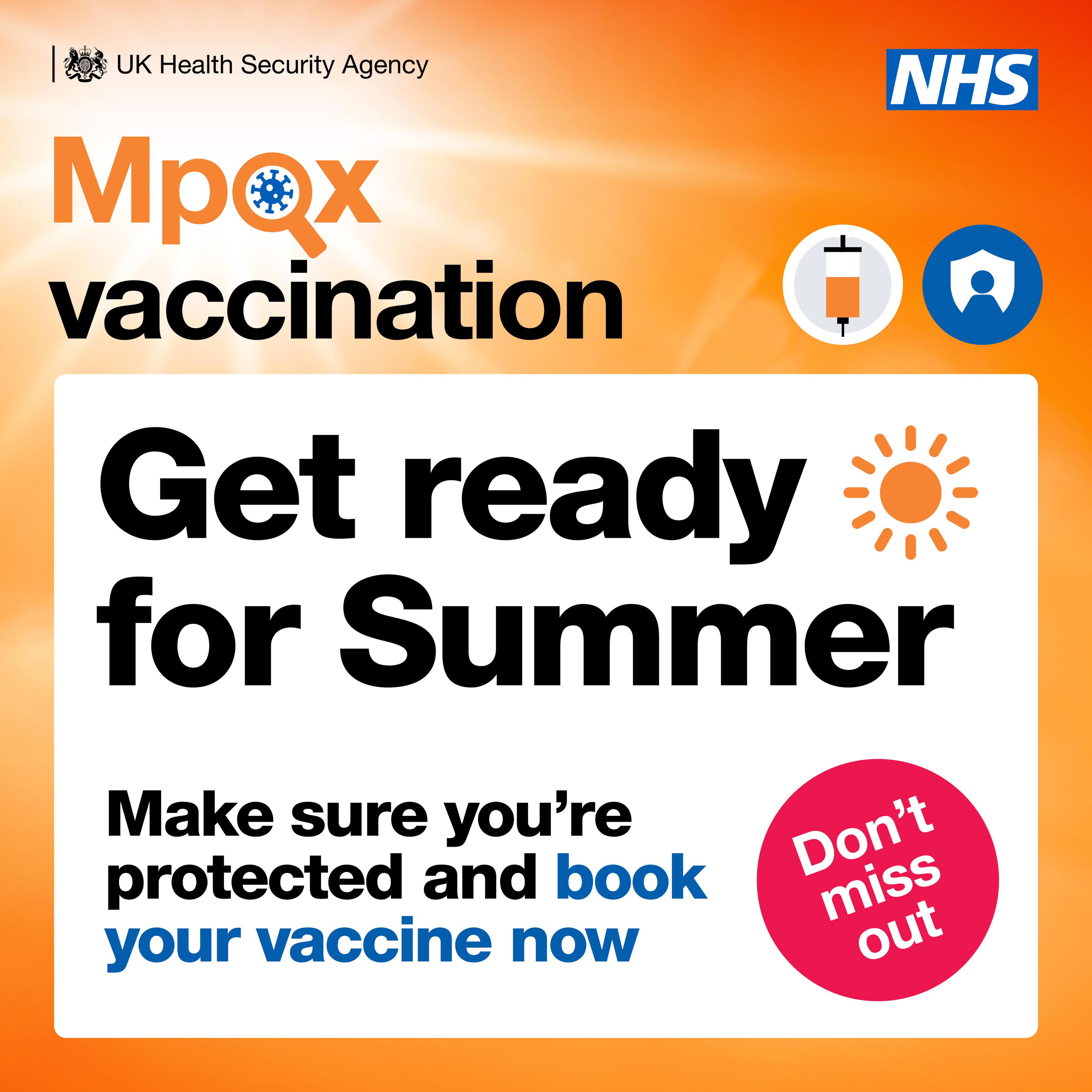 Image depicts mpox vaccination - get ready for summer.