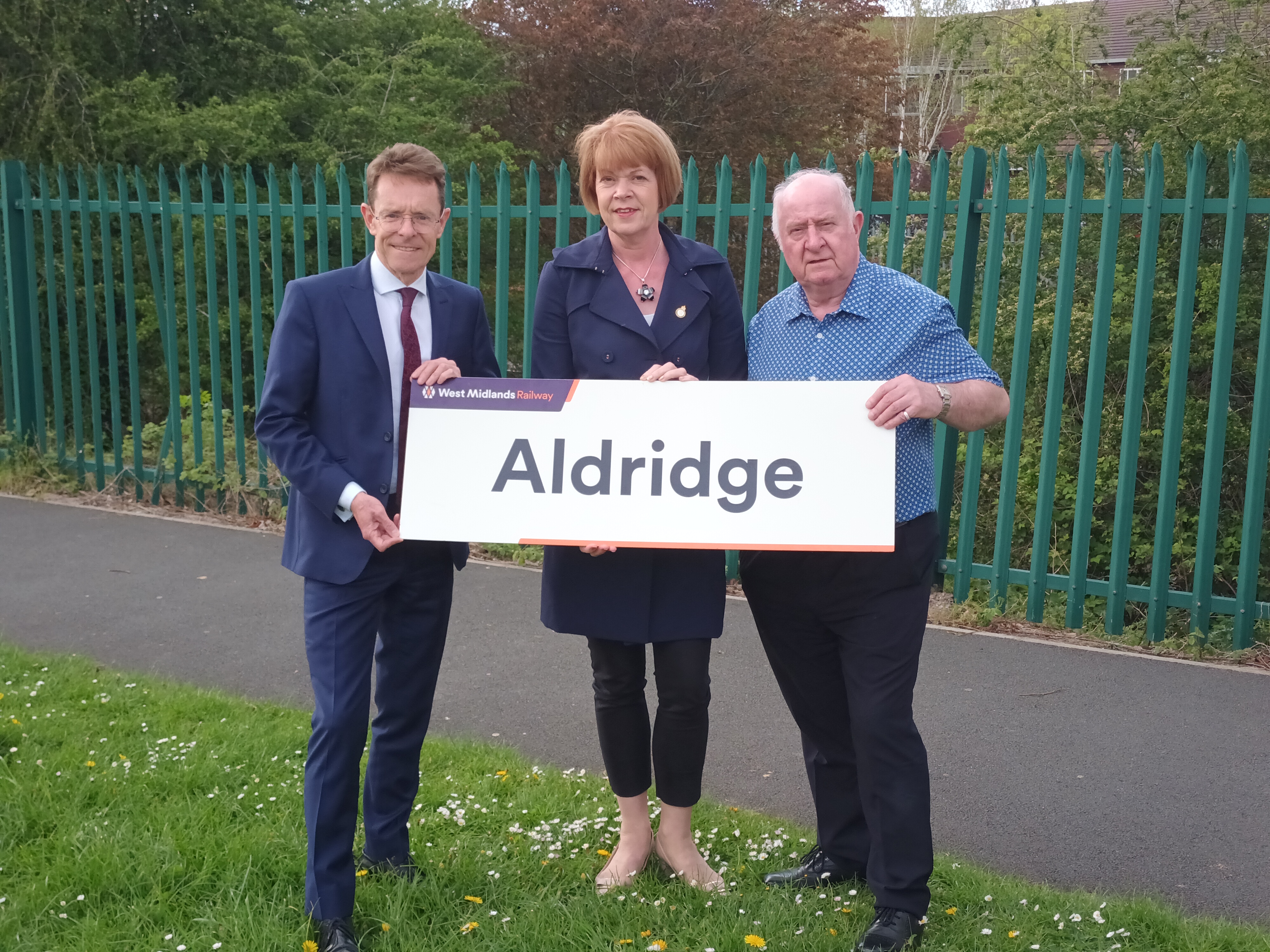 Andy Street, Wendy Morton and Cllr Mike Bird at the site for the new Aldridge raliway station