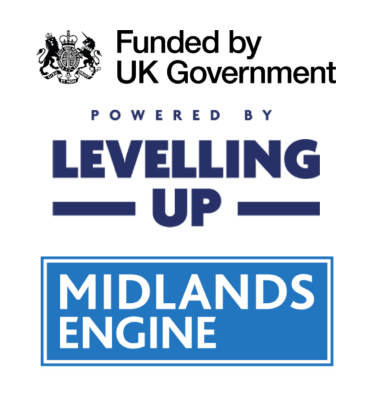 Logos of UK Government, Levelling Up and Midlands Engine