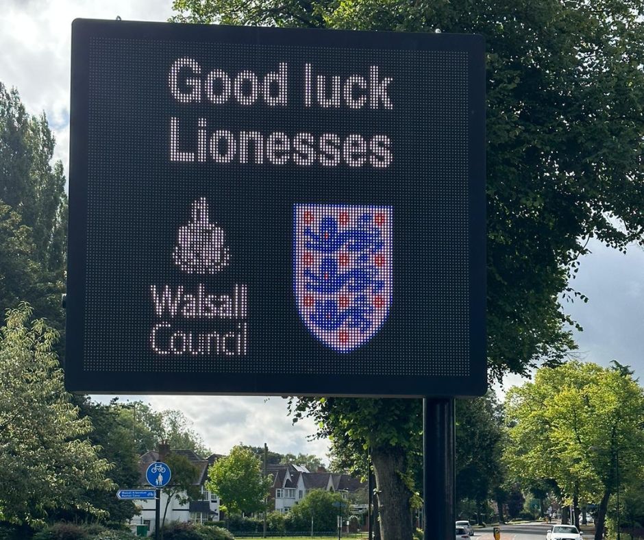 Good luck Lionesses on digital screen