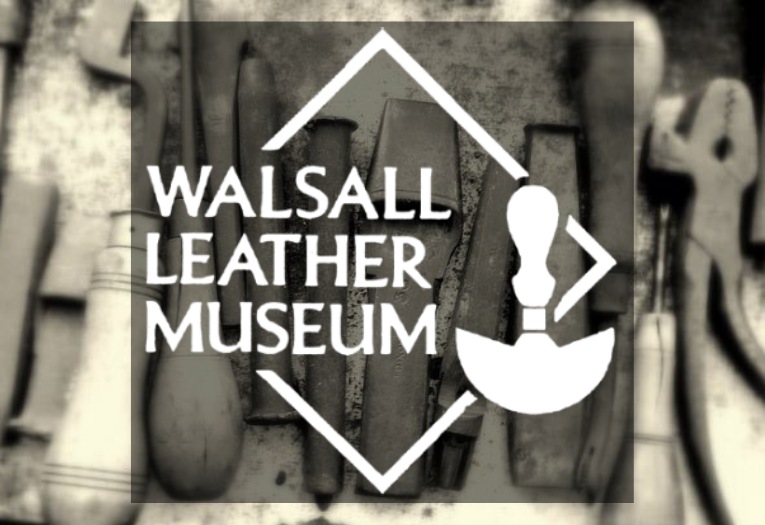 Walsall Leather Museum logo with tools in background