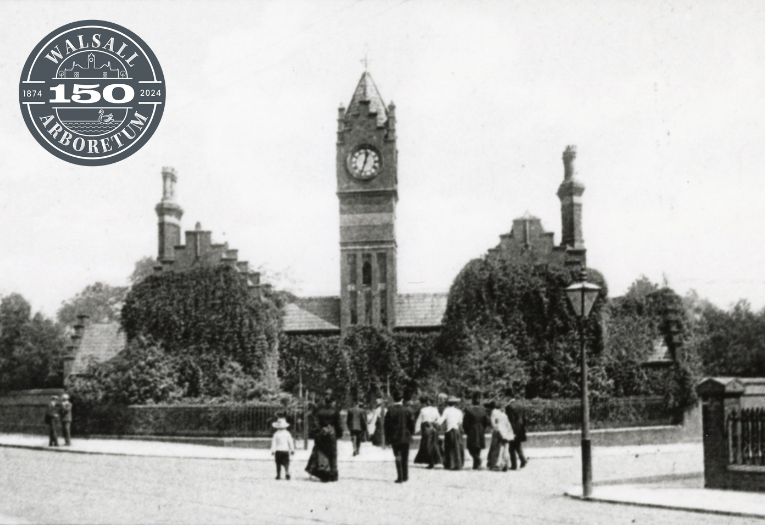 Walsall Arboretum clock tower in the 1920s. Photo courtesy of Walsall Archives. 