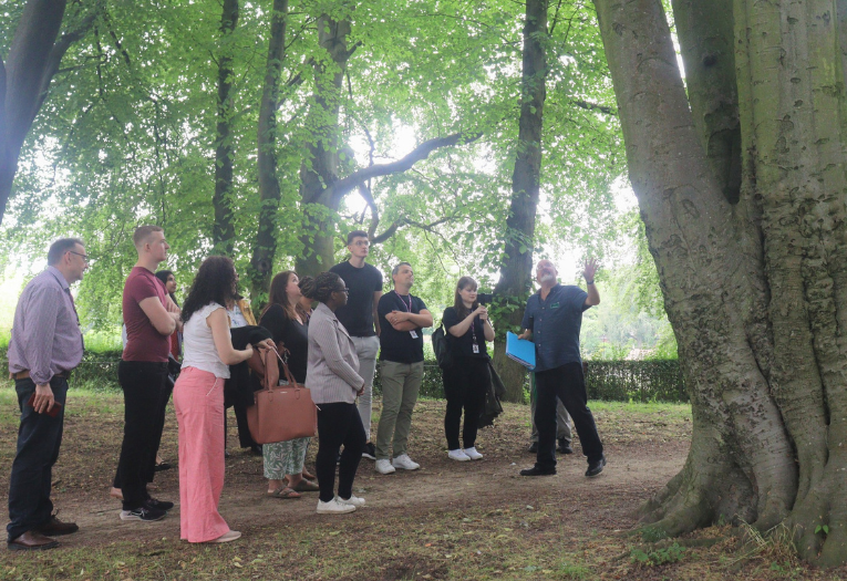 Volunteer Mike Glasson leading a tour of Walsall Arboretum’s ancient trees.