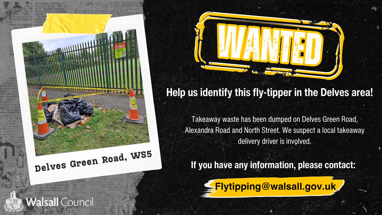 ‘WANTED’ poster, calling for information on the fly-tipping incidents