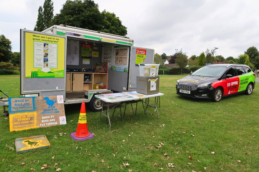 The Envirocrime trailer and car pitched up