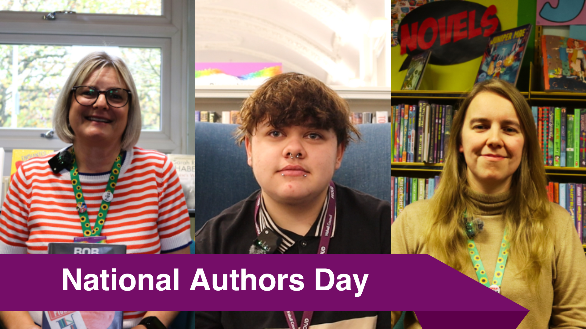 National Authors Day, three library staff 