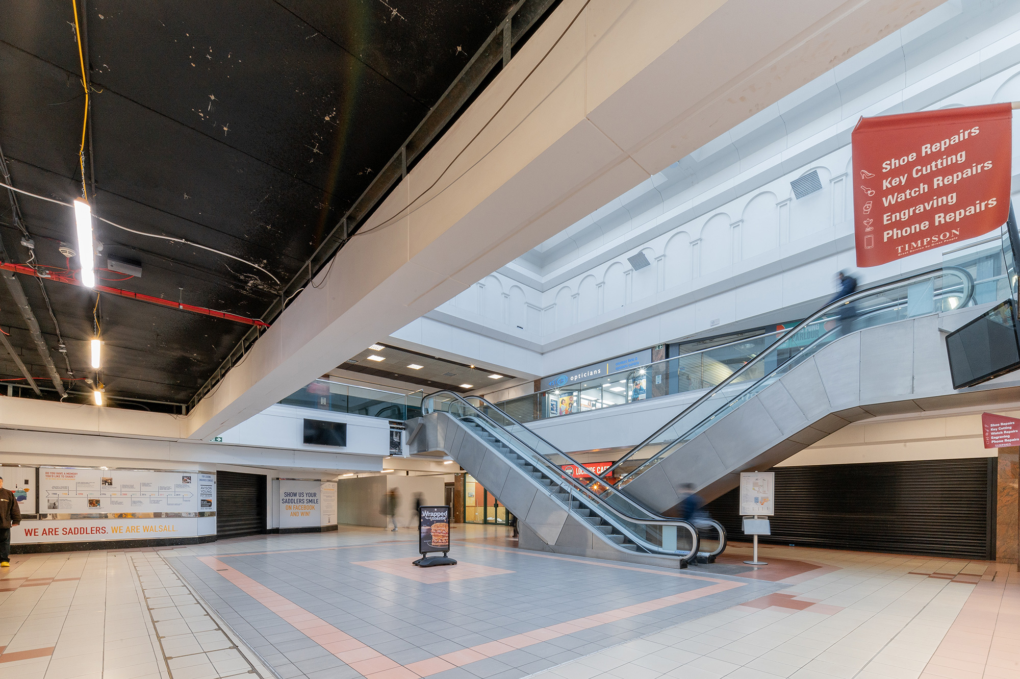 Inside a shopping centre that is being refurbished