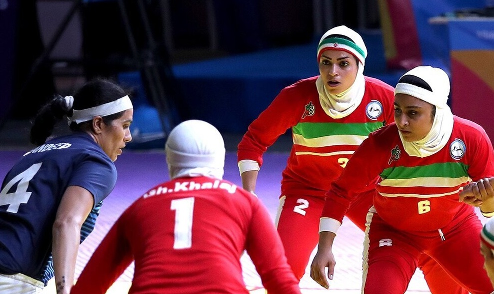 A Kabaddi team in the middle of a match