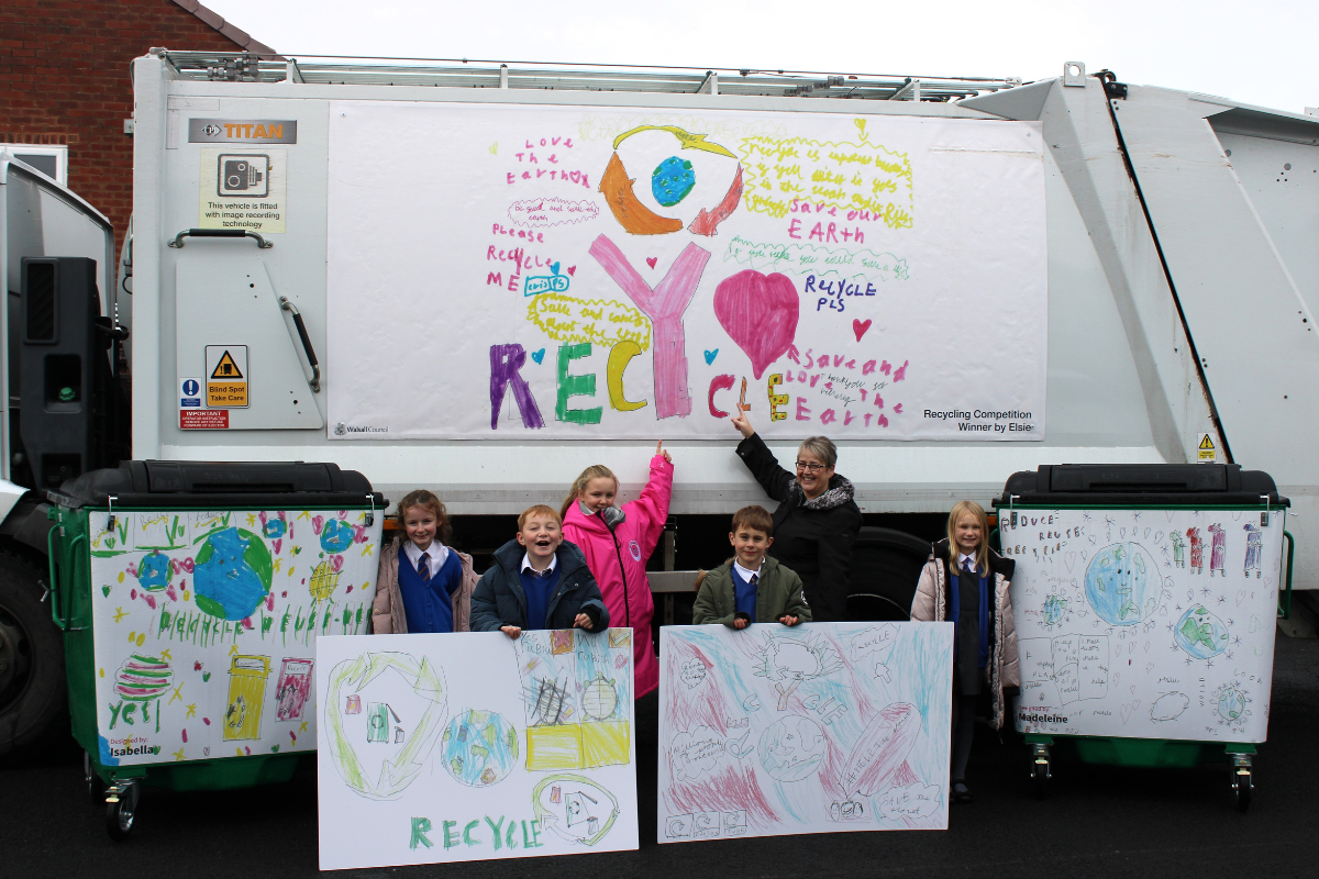 The winning pupils with Councillor Kerry Murphy, Portfolio Holder for Street Pride at Walsall Council