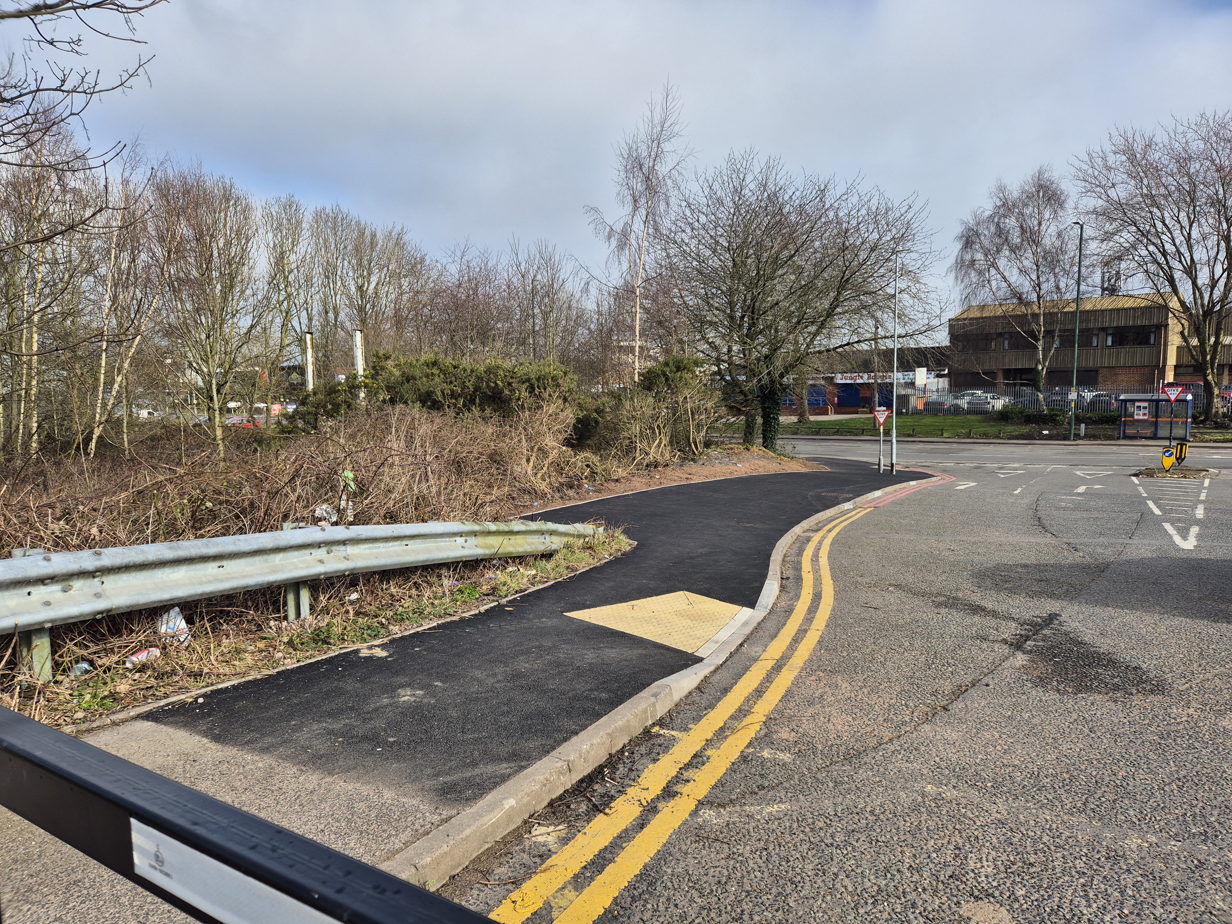 A newly widened and resurfaced footpath