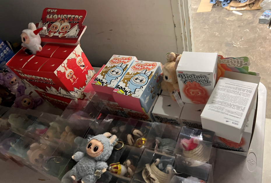 Toys in containers on floor