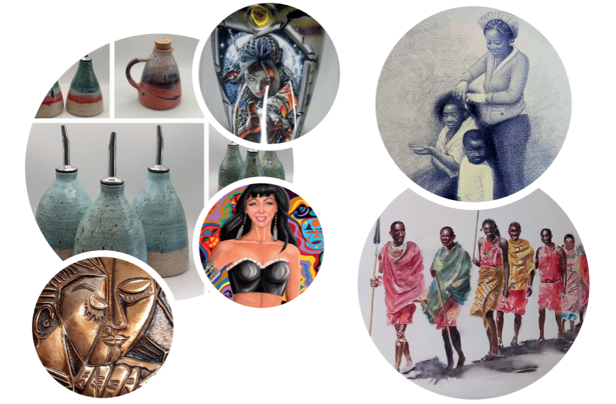A selection of artworks and artefacts from Walsall Society of Artists members