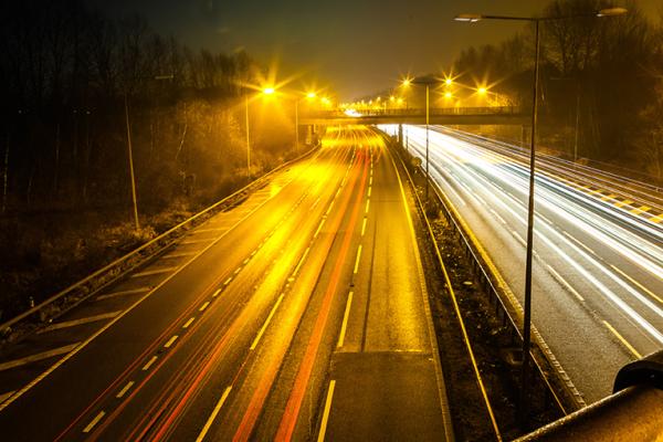 Motorway with long exposure lights