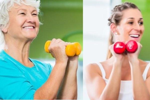 Women using weights in a gym