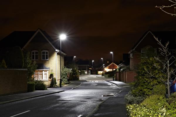 New LED street lamp focussing light down onto the road
