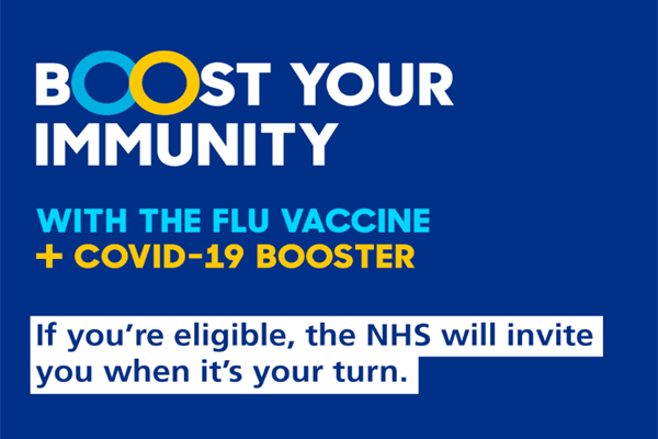 Image reads: Boost Your Immunity with the flu vaccine and COVID-19 booster