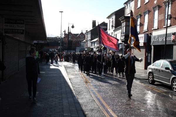 Remembrance day parade in walsall town centre