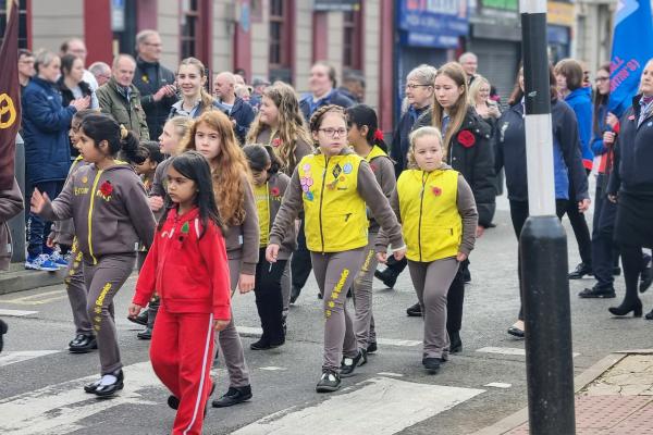 Members of the Brownies taking part in the parade