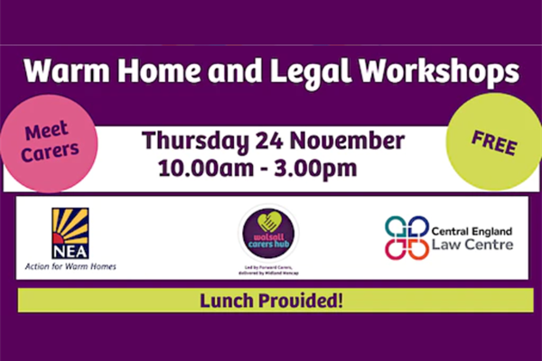Warm home and legal workshops poster
