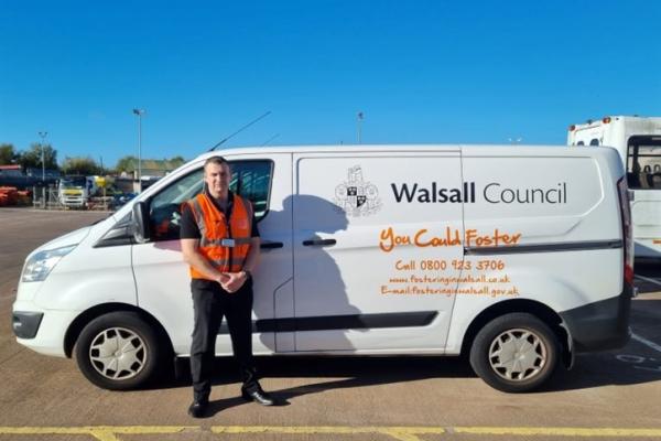 Councillor Tim Wilson standing in front of a white Walsall Council van