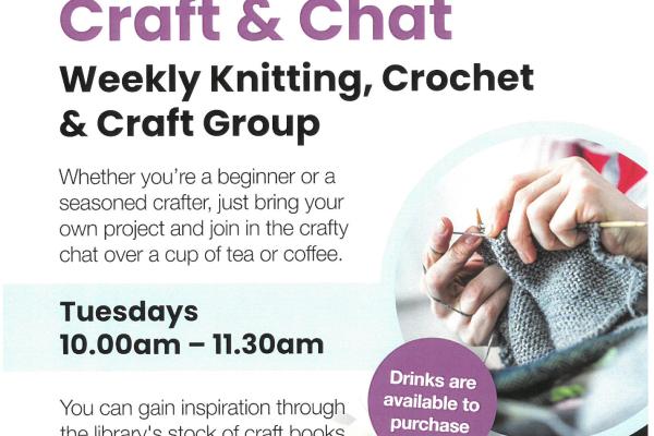 Flyer for the weekly craft and chat session