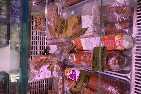 Unlabelled food on sale in town centre shop