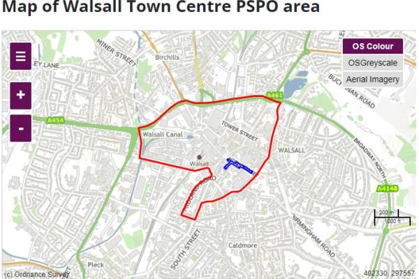 Map of Walsall PSPO