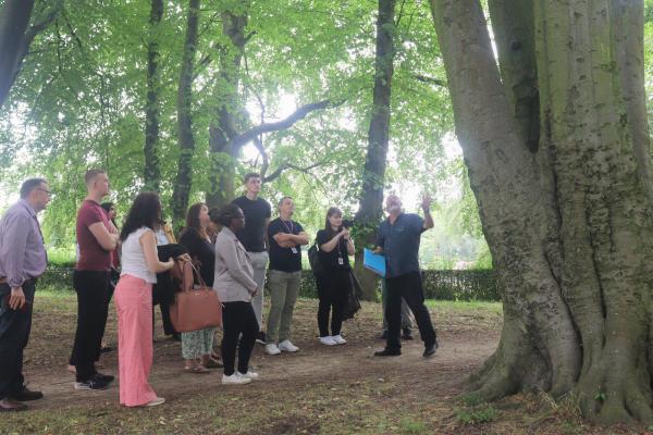 Tour group with Beech Tree,