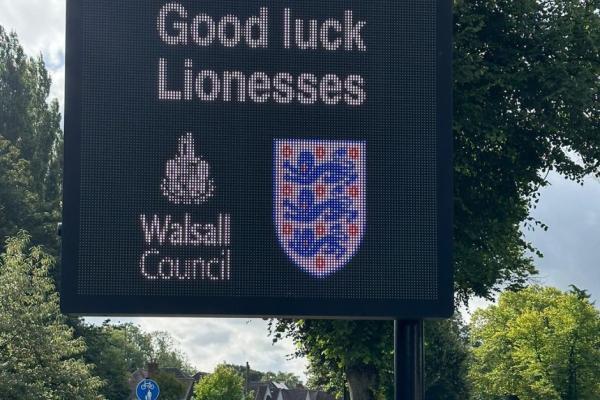 Good luck Lionesses on digital screen