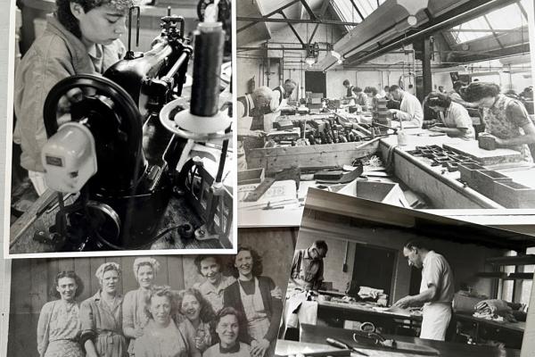 A selection of black and white photographs from Walsall Leather Museum's archives