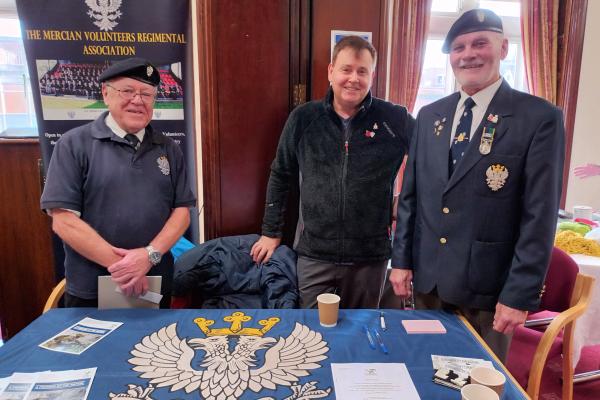 Image depicts the Mercian Volunteers Regimental Association: Mick Webster Stan Edwards Eddie Huback