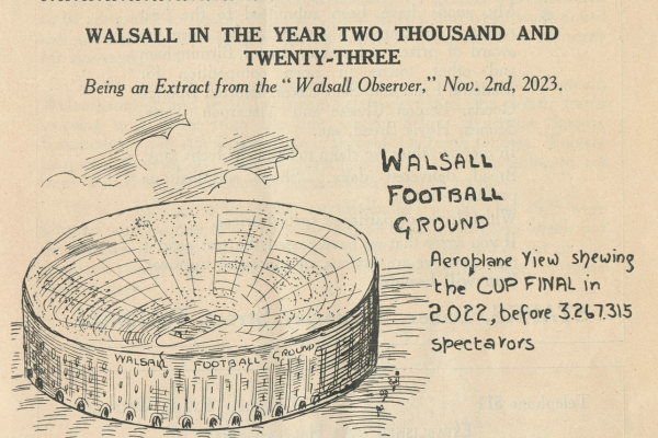 Illustration from 1923. A prediction of what Walsall football ground could look like in 2023