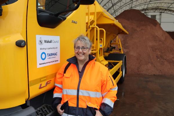 Councillor Kerry Murphy, Portfolio Holder for Street Pride at Walsall Council, visiting the Tarmac Depot earlier this week.