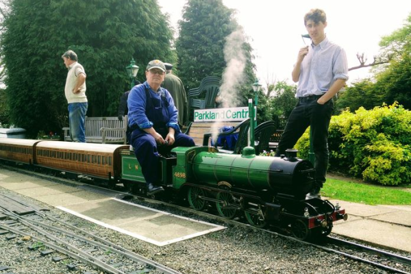 Portable Railway Club's miniature train in action 