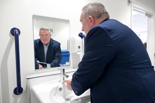 Councillor Adrian Andrew making use of the facilities